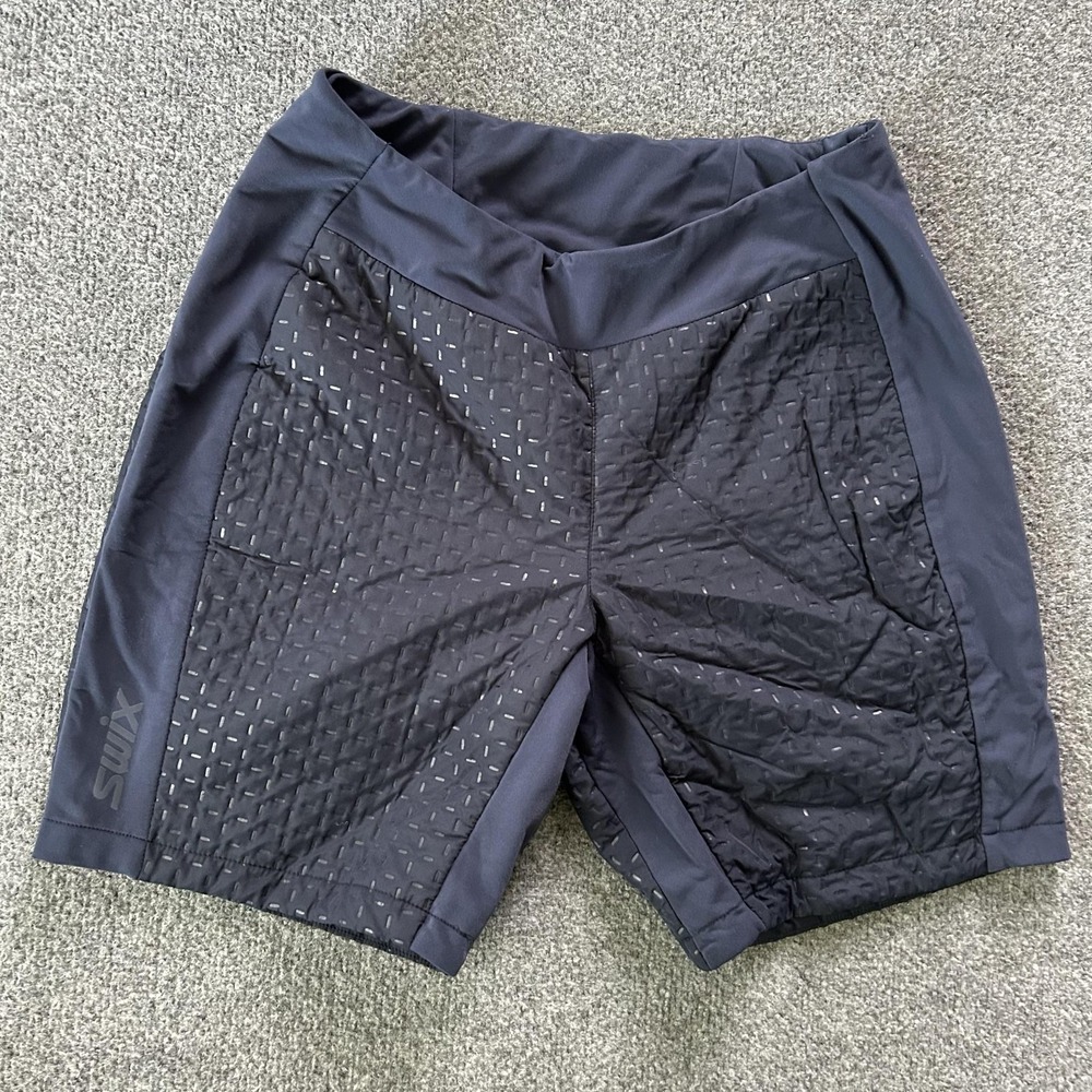 Swix Shorts Womens Small Black Insulated Quilted Ski Athletic Stretch 8 Inseam